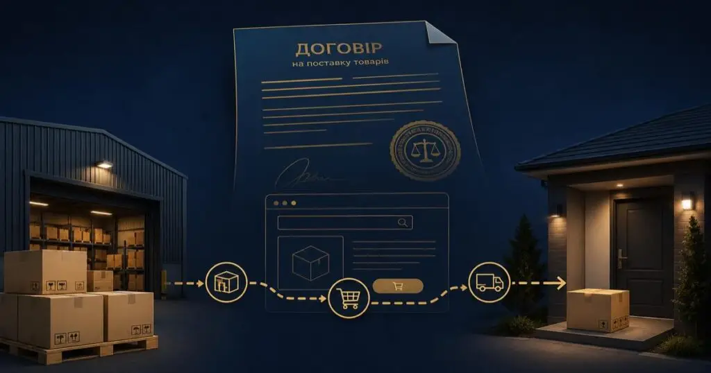 Договір дропшипінгу: схема поставки від складу постачальника до покупця через інтернет-магазин
